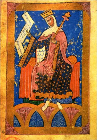 Image of a queen, from an illuminated manuscript. 