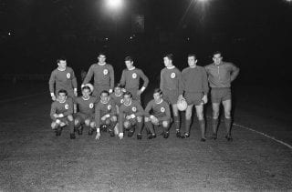 Liverpool team for their match against Petrolul Ploie in Brussels, 19 October 1966. From the Dutch National Archives