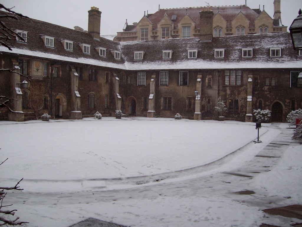 Here the Old Court is covered in snow, a pleasant sight in January.